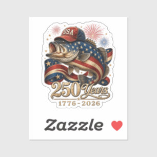 250 America 1776 2026 Bass Fishing USA Flag