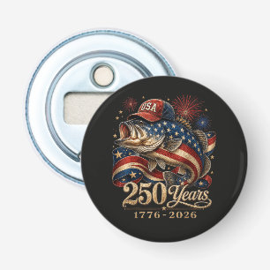 250 America 1776 2026 Bass Fishing USA Flag Bottle Opener