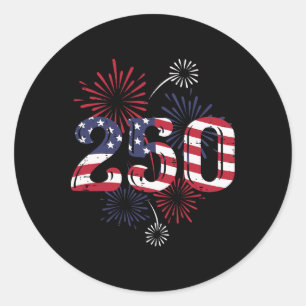 250 America Flag Fireworks 250th Anniversary Women Classic Round Sticker