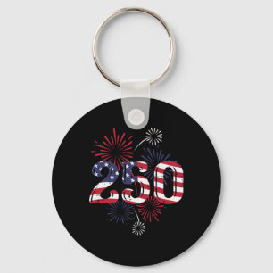 250 America Flag Fireworks 250th Anniversary Women Key Ring