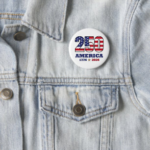 250 America Patriotic Flag Design 1776 2026 6 Cm Round Badge