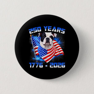 250 America Years 1776 2026 American Bulldog Dog 6 Cm Round Badge