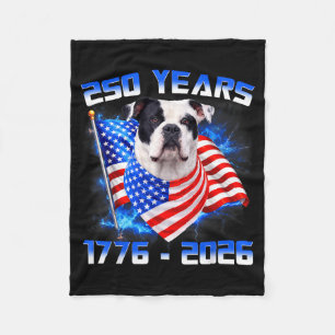 250 America Years 1776 2026 American Bulldog Dog Fleece Blanket