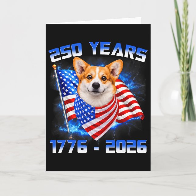 250 America Years 1776 2026 Corgi Dog Lovers Ameri Card (Front)