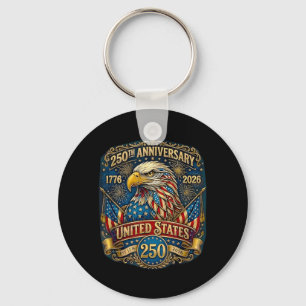 250 Anniversary American 1776 2026 USA Flag 250th Key Ring