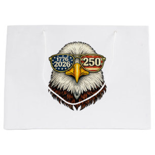 250 Anniversary USA 1776-2026 Patriotic Bald Eagle Large Gift Bag