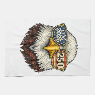 250 Anniversary USA 1776-2026 Patriotic Bald Eagle Tea Towel