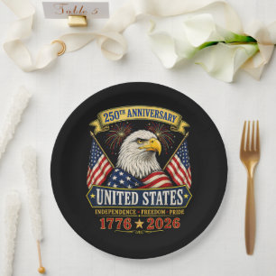 250 anniversary usa 4th of july patriotic paper plate