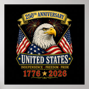250 Anniversary USA 4th of July Patriotic Poster