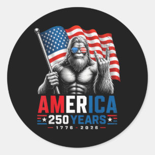 250 Anniversary Usa Bigfoot Aamerica 250 Years 4th Classic Round Sticker