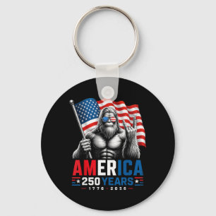 250 Anniversary Usa Bigfoot Aamerica 250 Years 4th Key Ring