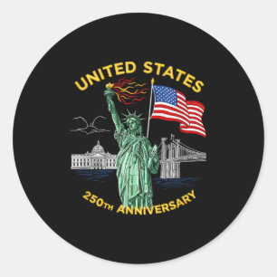 250 anniversary usa flag america 250th 4th of july classic round sticker