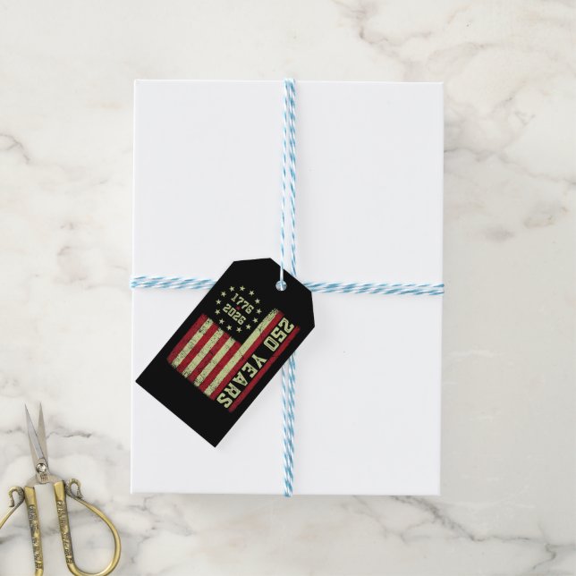 250 Anniversary Usa Flag Gift Tags (With Twine)