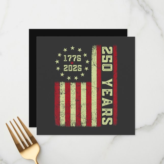 250 Anniversary Usa Flag Menu (Front/Back In Situ)