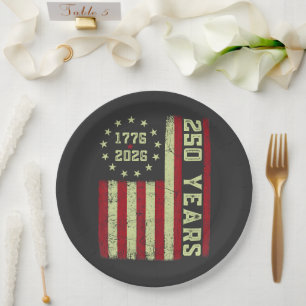 250 Anniversary Usa Flag Paper Plate