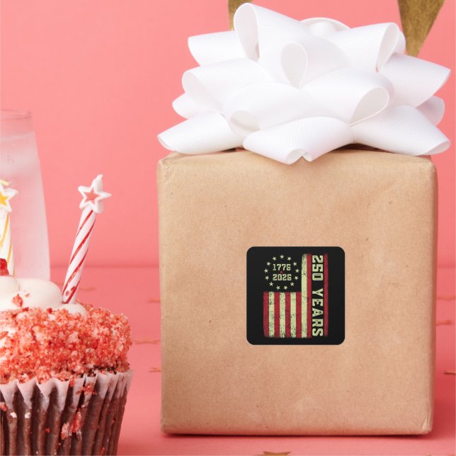 250 Anniversary Usa Flag Square Sticker (Party)