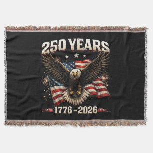 250 Anniversary USA Patriotic Eagle 250th Independ Throw Blanket