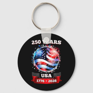 250 Anniversary USA Patriotic Fireworks 250th July Key Ring
