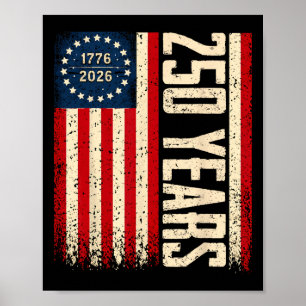 250 Anniversary Usa Patriotic Flag 250th 4th Of Ju Poster