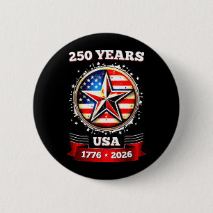 250 Anniversary USA Patriotic Star 6 Cm Round Badge