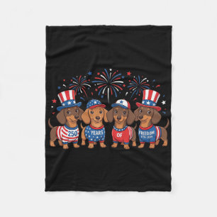 250 Anniversary Usa Shirt Dog Dachshund 4th Of Jul Fleece Blanket