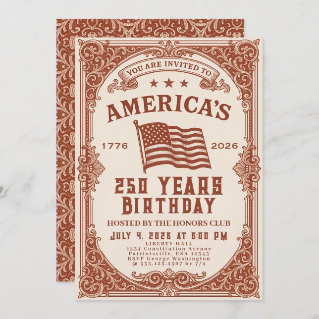 250 Birthday of the USA  Invitation (Front/Back)