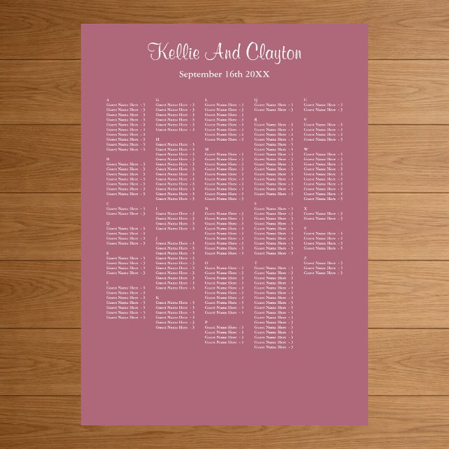 250 Burgundy Simple Wedding Seating Chart (Creator Uploaded)