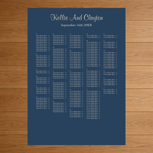 250+ Classic Blue Simple Wedding Seating Chart (Creator Uploaded)