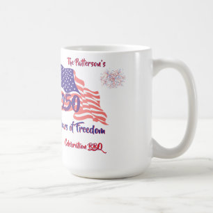 250 Fourth of July Patriotic BBQ Script Coffee Mug