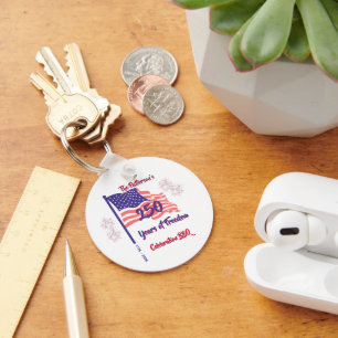 250 Fourth of July Patriotic BBQ  Script Key Ring