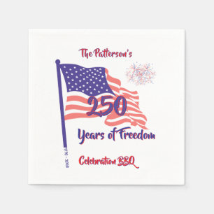 250 Fourth of July Patriotic BBQ  Script Napkin