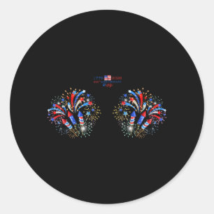 250 Im Here for The Fireworks 4th of July Couple Classic Round Sticker