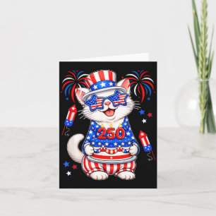 250 Proud 4th July Flag Cat Sunglasses Birthday Card