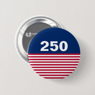 250 Red White and Blue USA Anniversary 6 Cm Round Badge