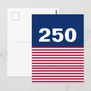 250 Red White and Blue USA Anniversary Postcard