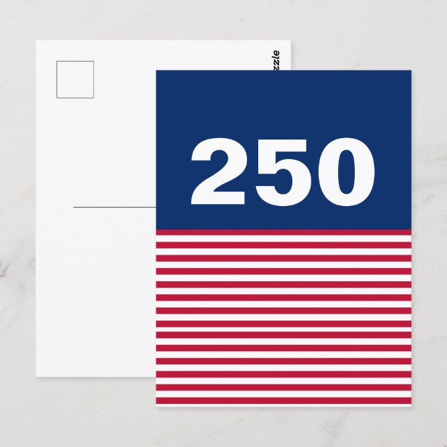 250 Red White and Blue USA Anniversary Postcard (Front/Back)
