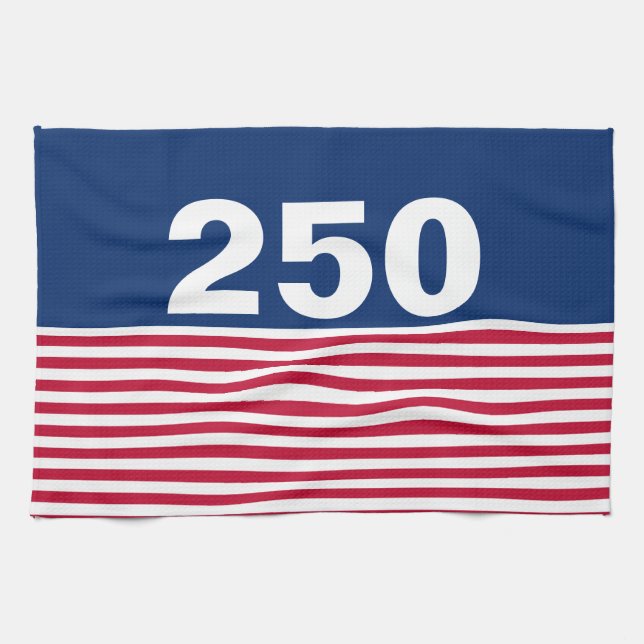250 Red White and Blue USA Anniversary Tea Towel (Horizontal)