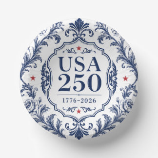 250 USA Floral Paper Plate