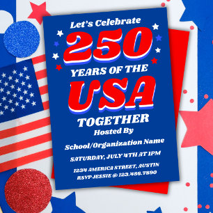 250 USA Party Customisable Patriotic Invite