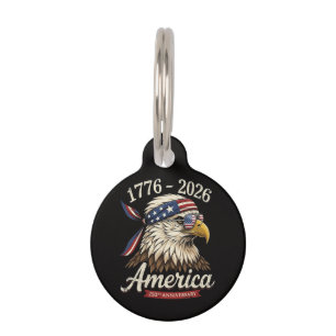 250 Year America 1776 2026 Eagle Vintage Pet Tag