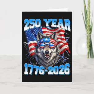 250 Year American 1776 2026 250th Wolf Patriotic 4 Card