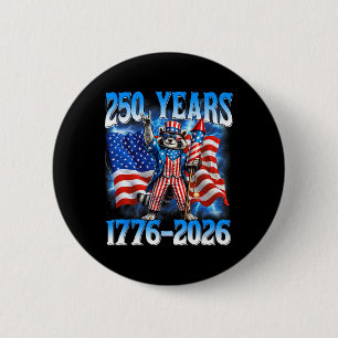 250 Year American 250th Anniversary Usa Racoon 4t 6 Cm Round Badge