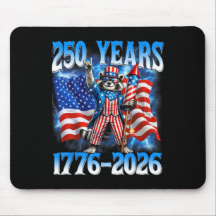 250 Year American 250th Anniversary Usa Racoon 4t Mouse Pad