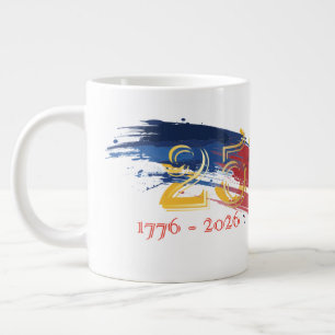 250 Year American flag brush with gold numbers Large Coffee Mug