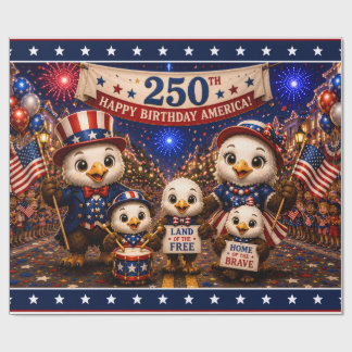250 Year Anniversary American Eagle July 4th Party Wrapping Paper