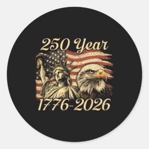 250 Years 1776 2026 250th Birthday 4th Of July Ame Classic Round Sticker