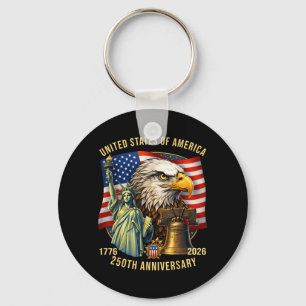 250 Years 1776-2026 250th Birthday Eagle Liberty Key Ring