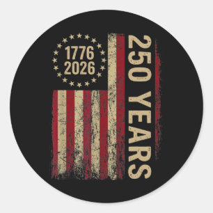 250 Years 1776-2026 250th Birthday Usa Flag We The Classic Round Sticker
