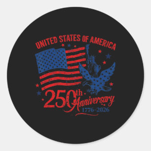 250 Years 1776 2026 250th Birthday Usa Flag We The Classic Round Sticker