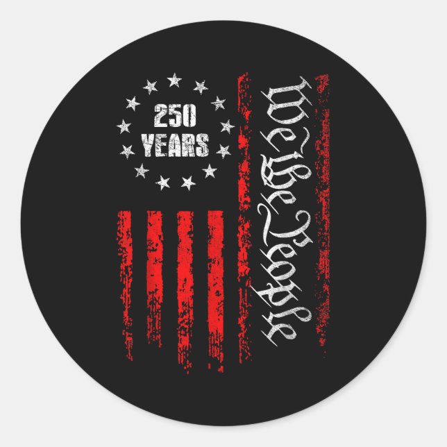 250 Years 1776-2026 250th Birthday Usa Patriotic 4 Classic Round Sticker (Front)